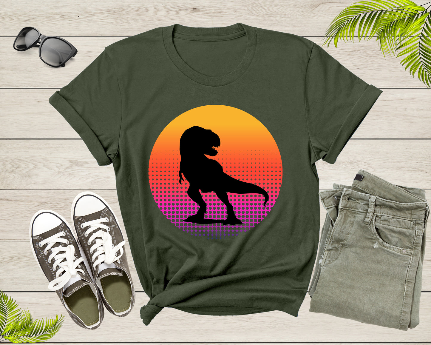 Cool Dinosaur T-Rex Animal Bird at Sunset for Men Women Kids T-Shirt Cute Dino Animal for Boys Girls T Shirt Trex Dinosaur Tshirt