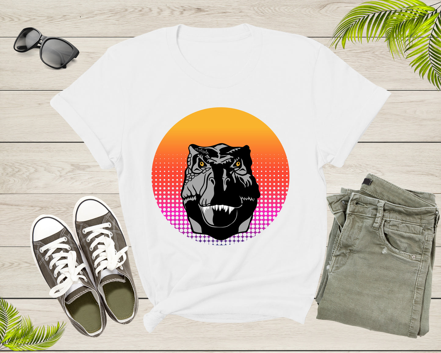 Cool Dinosaur T-Rex Animal Bird at Sunset for Men Women Kids T-Shirt Dino Dinosaur Animal T Shirt Cool Trex Dino Tshirt