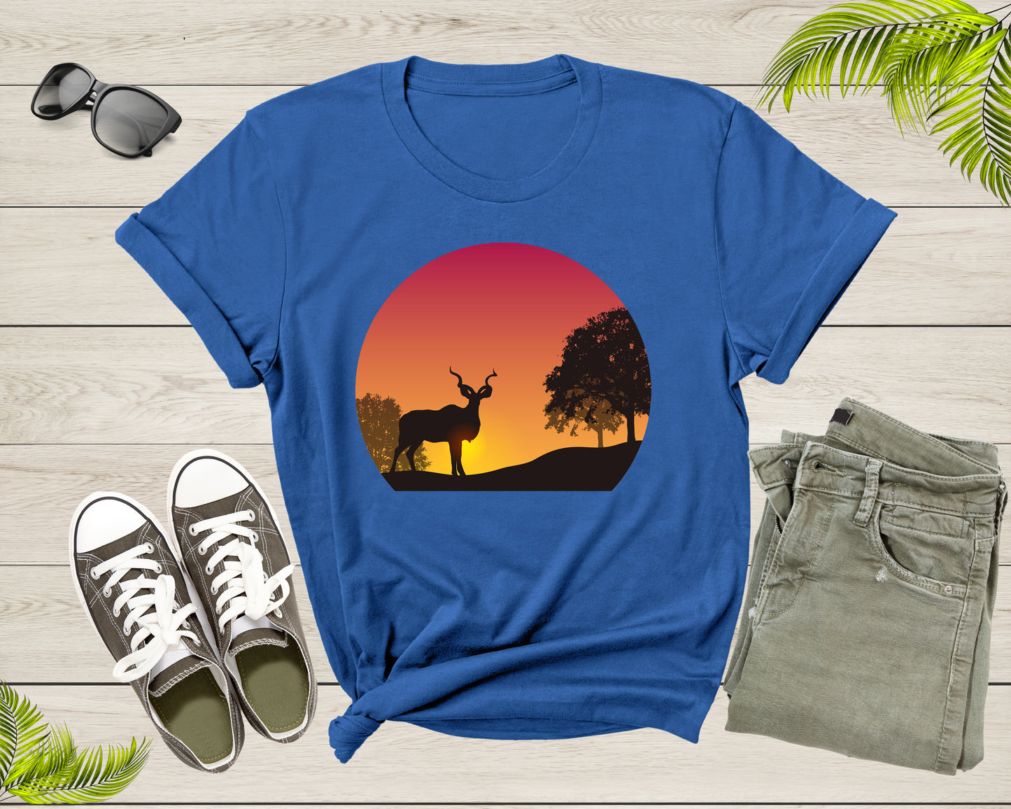Cool Deer Looking at Sunset Forest Hiking Men Women Kids T-Shirt Deer Animal Shirt Antelope T Shirt
