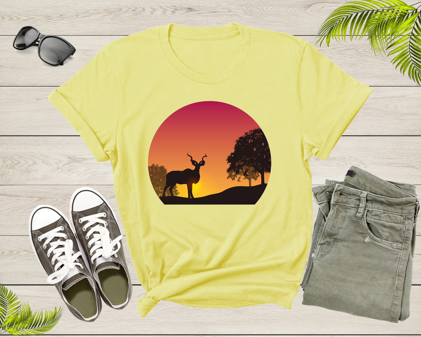 Cool Deer Looking at Sunset Forest Hiking Men Women Kids T-Shirt Deer Animal Shirt Antelope T Shirt
