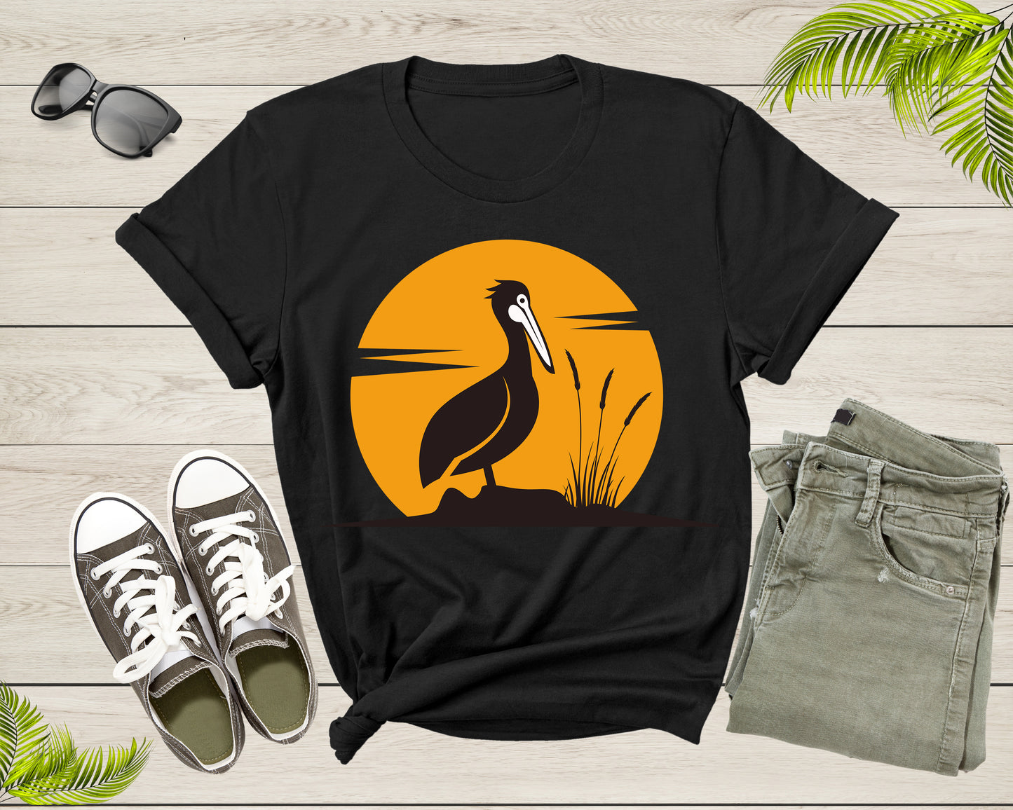 Cool Cute Pelican Bird Animal Sunset Nature For Men Women Kids T-shirt Vintage Retro Pelican Print Shirt Outfit Youth Graphic Design Tshirt