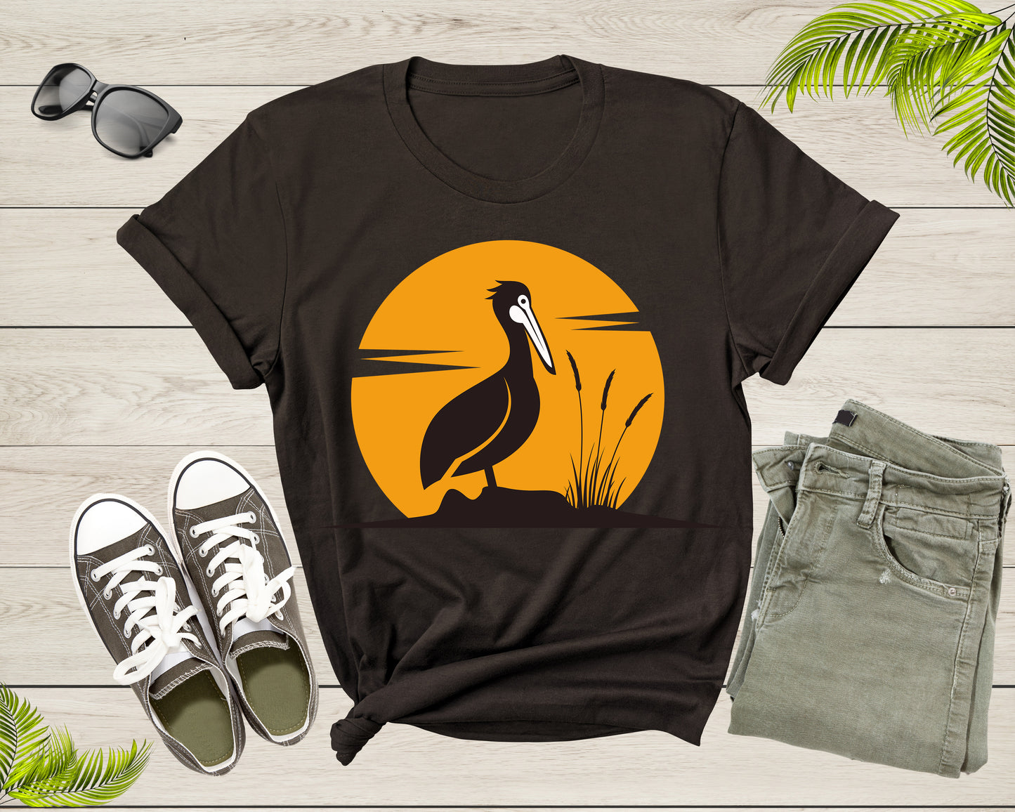 Cool Cute Pelican Bird Animal Sunset Nature For Men Women Kids T-shirt Vintage Retro Pelican Print Shirt Outfit Youth Graphic Design Tshirt