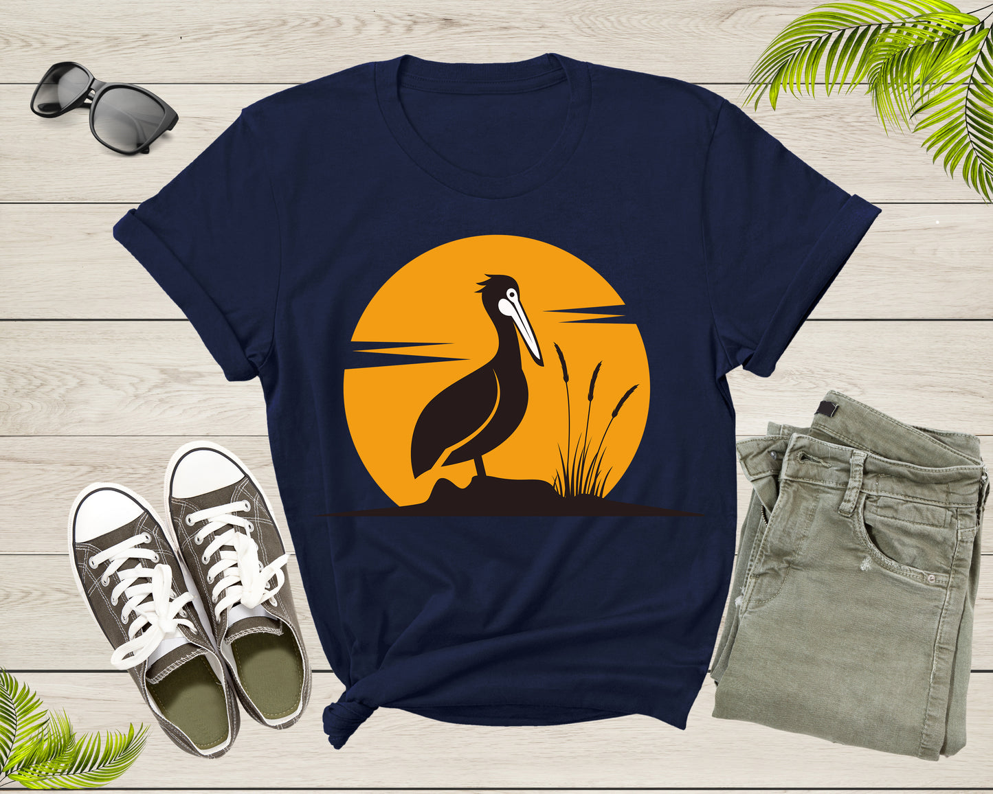 Cool Cute Pelican Bird Animal Sunset Nature For Men Women Kids T-shirt Vintage Retro Pelican Print Shirt Outfit Youth Graphic Design Tshirt