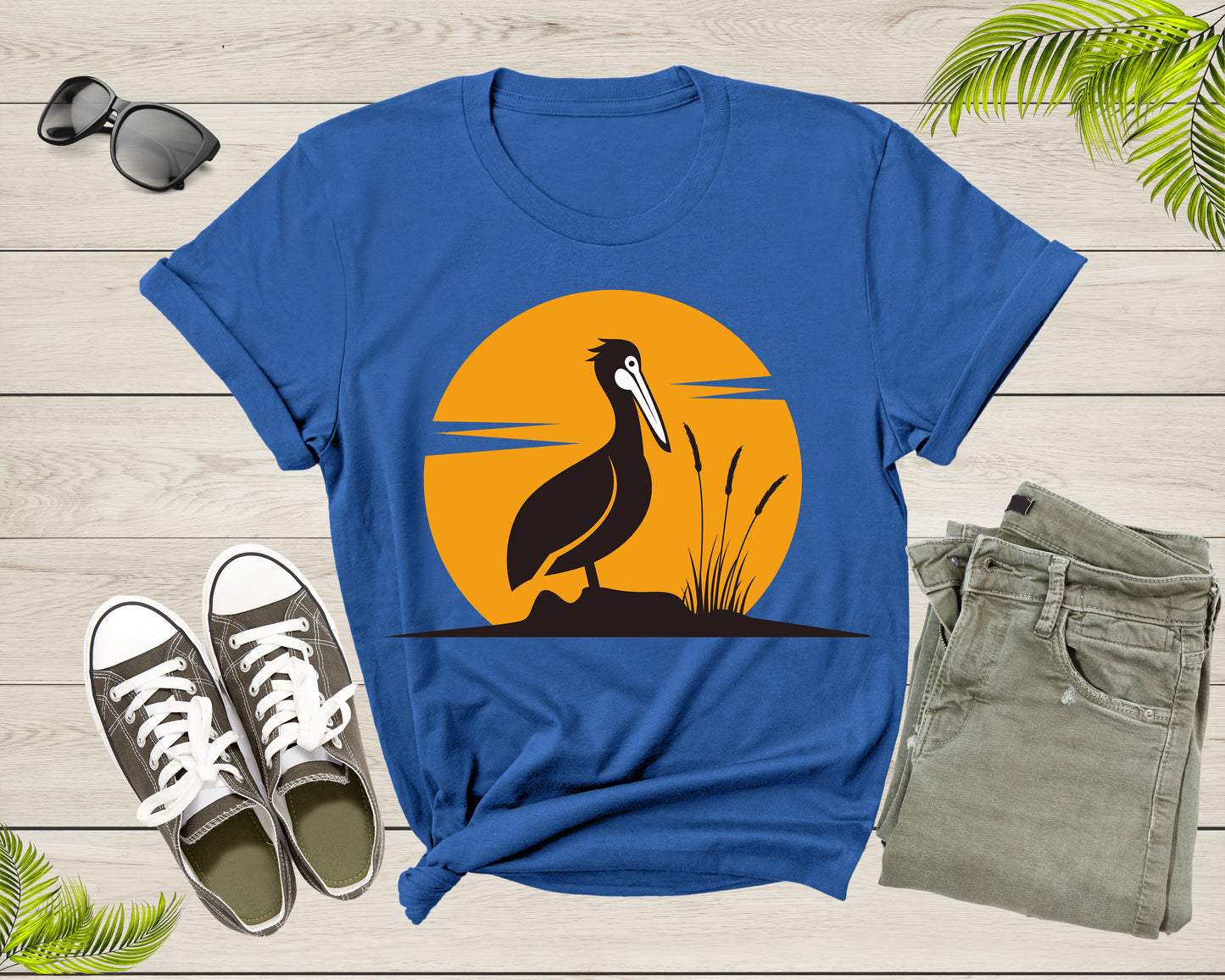Cool Cute Pelican Bird Animal Sunset Nature For Men Women Kids T-shirt Vintage Retro Pelican Print Shirt Outfit Youth Graphic Design Tshirt