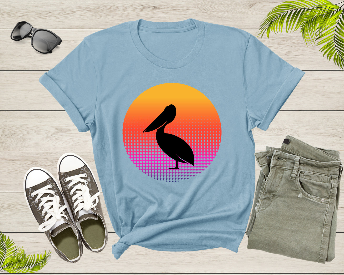 Cool Cute Pelican Bird Animal Sunset Nature For Men Women Kids T-shirt Vintage Retro Pelican Print Shirt Outfit Youth Graphic Design Tshirt