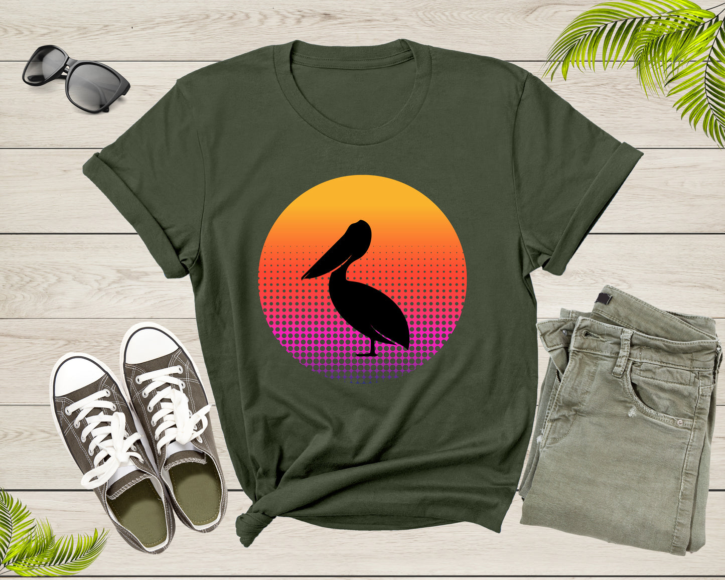 Cool Cute Pelican Bird Animal Sunset Nature For Men Women Kids T-shirt Vintage Retro Pelican Print Shirt Outfit Youth Graphic Design Tshirt