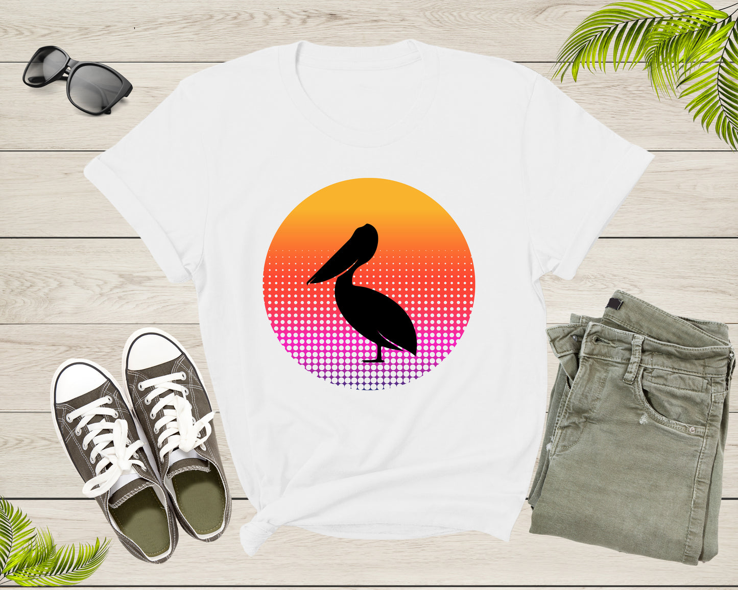 Cool Cute Pelican Bird Animal Sunset Nature For Men Women Kids T-shirt Vintage Retro Pelican Print Shirt Outfit Youth Graphic Design Tshirt