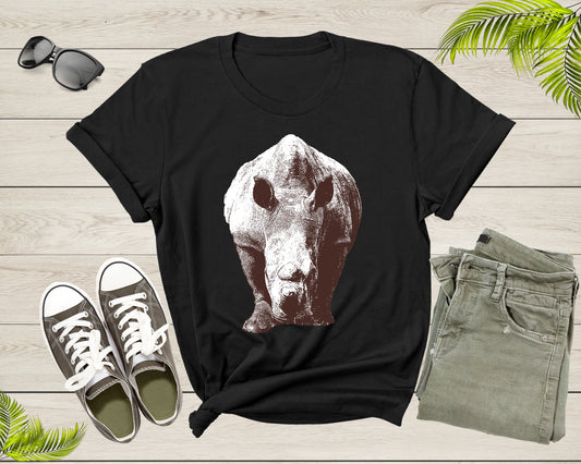 Cool Cute Walking Rhinoceros Hippopotamus Hippo Rhino Animal T-Shirt Rhino Shirt for Men Women Kids Boys Girls Teens Graphic Gift Tshirt