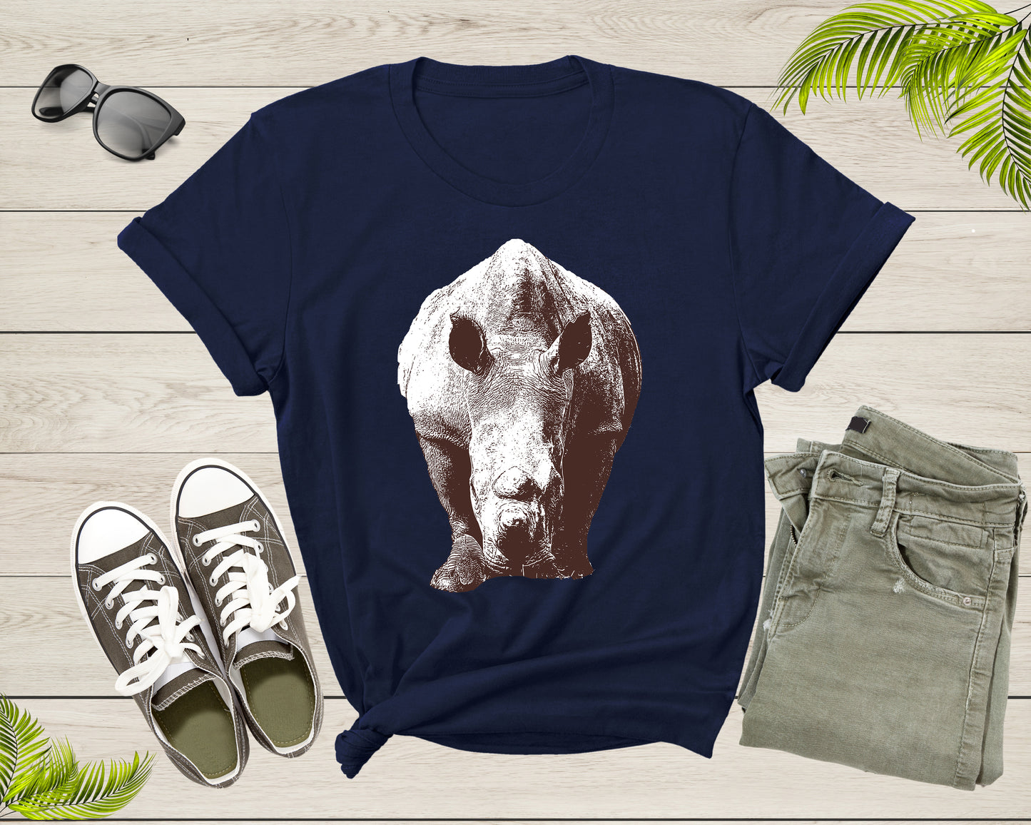 Cool Cute Walking Rhinoceros Hippopotamus Hippo Rhino Animal T-Shirt Rhino Shirt for Men Women Kids Boys Girls Teens Graphic Gift Tshirt
