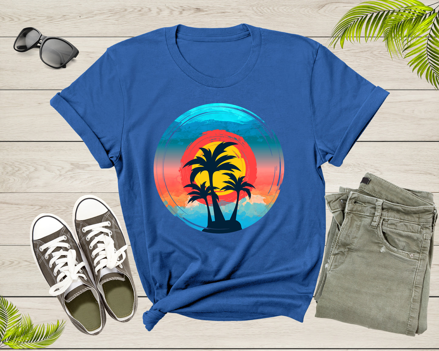 Colorful Beach Sunset Sky Palm Trees for Men Women Kids T-Shirt Summer Shirt for Men Women Kids Boys Girls Teens Summer Graphic Tshirt