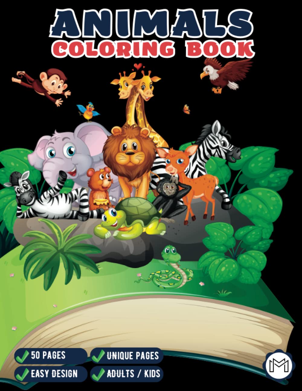 Happy Wild Animals Coloring Book For Kids Adults Zoo Animal Coloring Book 50 Jungle Animals Coloring Book Wild Animals Adult Coloring Book