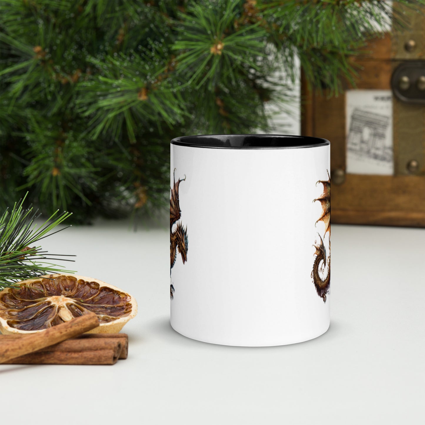 Cool Fantasy Medieval Dragon Designs Sublimation Travel Ceramic Coffee Mug with Color Inside