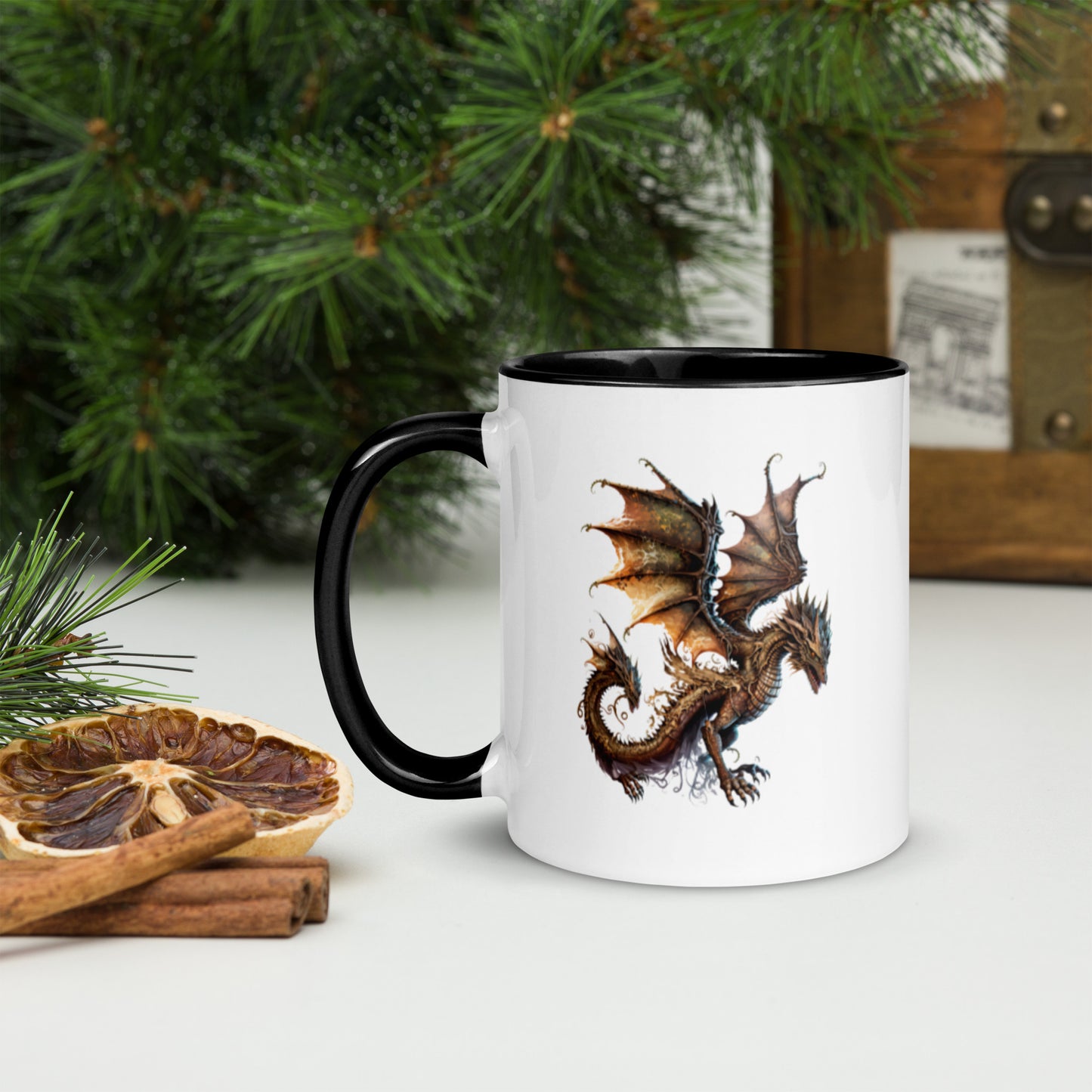 Cool Fantasy Medieval Dragon Designs Sublimation Travel Ceramic Coffee Mug with Color Inside
