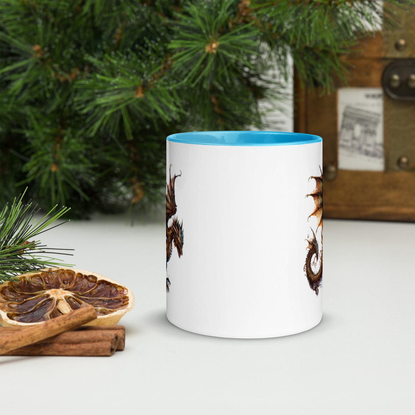 Cool Fantasy Medieval Dragon Designs Sublimation Travel Ceramic Coffee Mug with Color Inside
