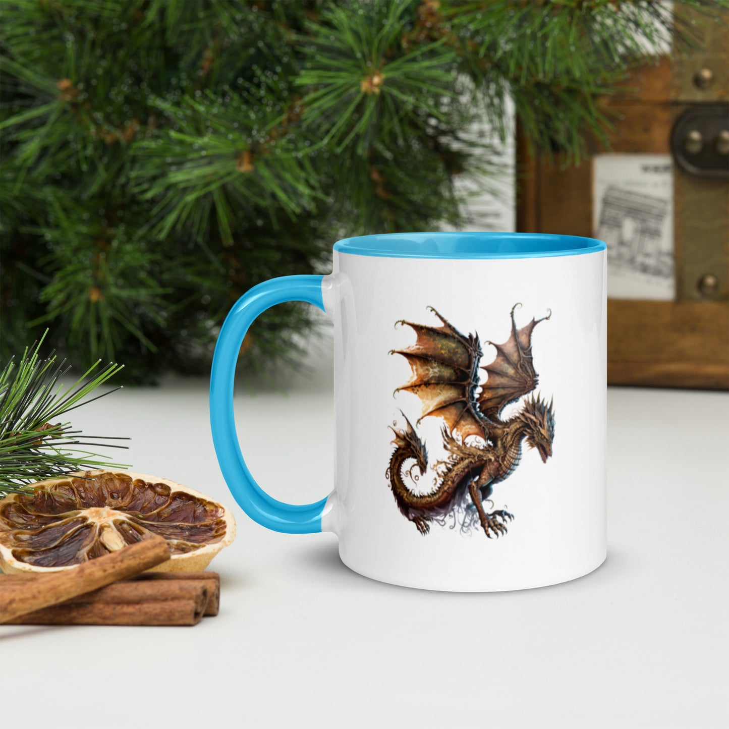 Cool Fantasy Medieval Dragon Designs Sublimation Travel Ceramic Coffee Mug with Color Inside