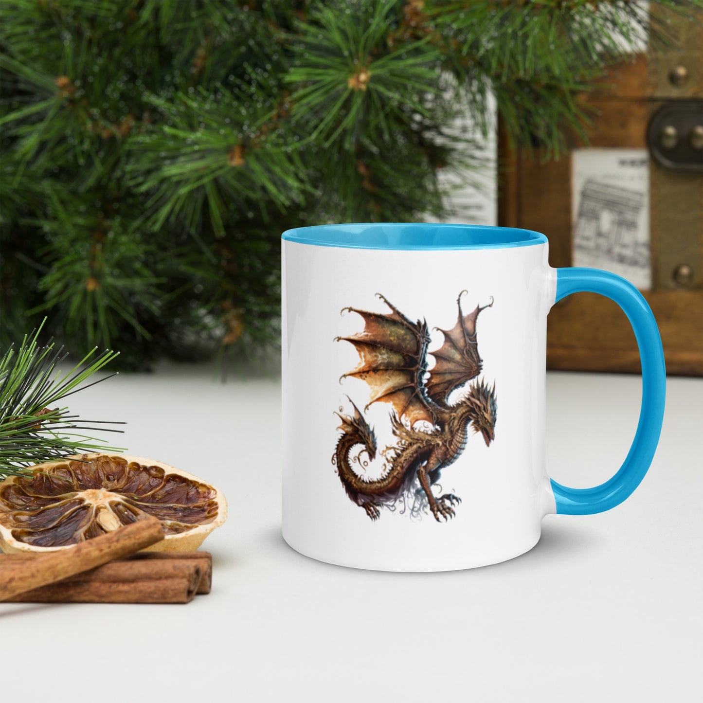 Cool Fantasy Medieval Dragon Designs Sublimation Travel Ceramic Coffee Mug with Color Inside
