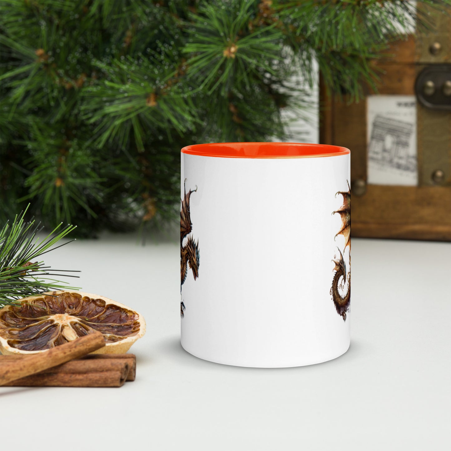Cool Fantasy Medieval Dragon Designs Sublimation Travel Ceramic Coffee Mug with Color Inside