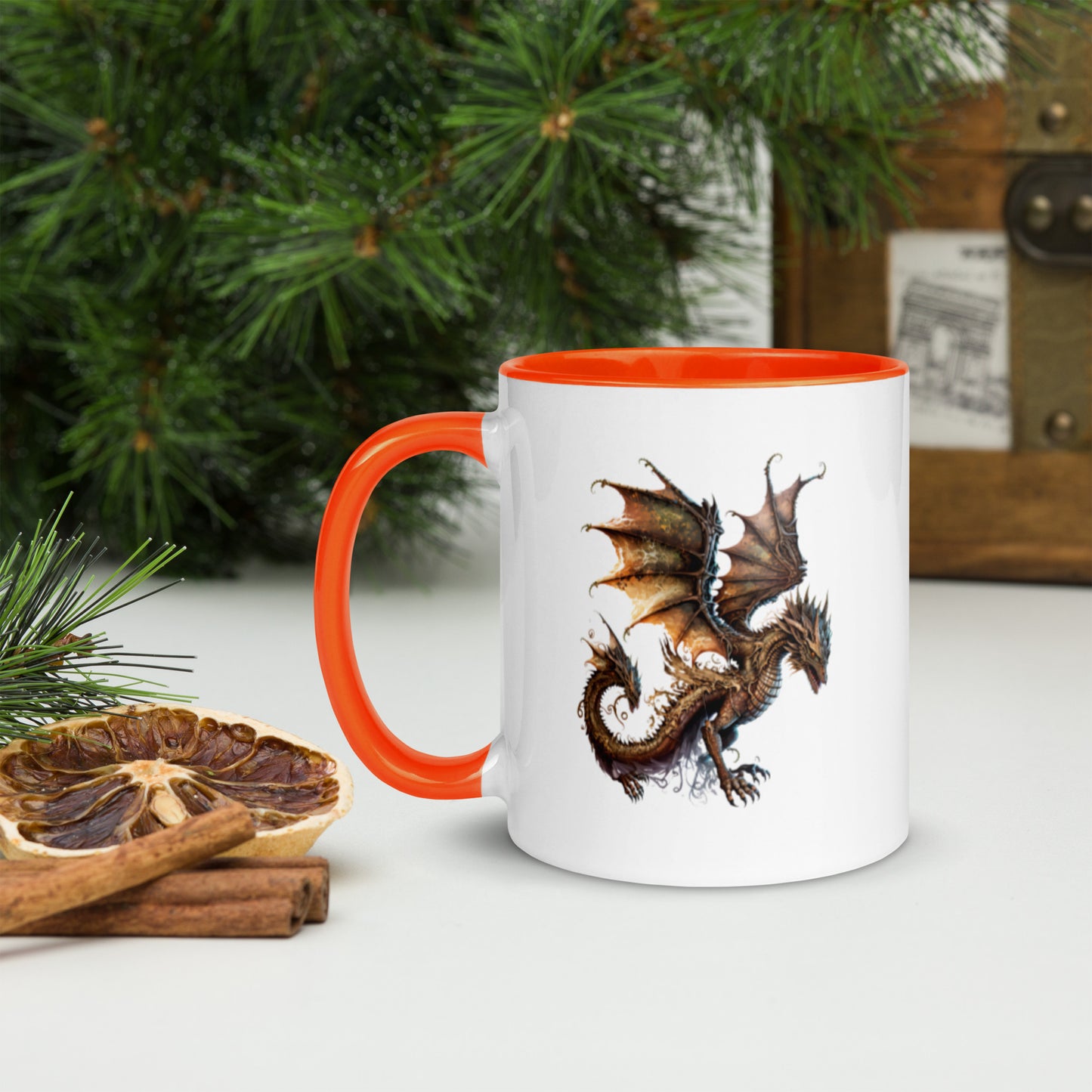 Cool Fantasy Medieval Dragon Designs Sublimation Travel Ceramic Coffee Mug with Color Inside
