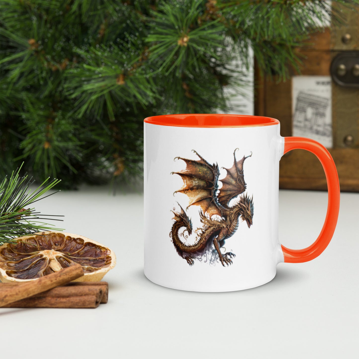 Cool Fantasy Medieval Dragon Designs Sublimation Travel Ceramic Coffee Mug with Color Inside