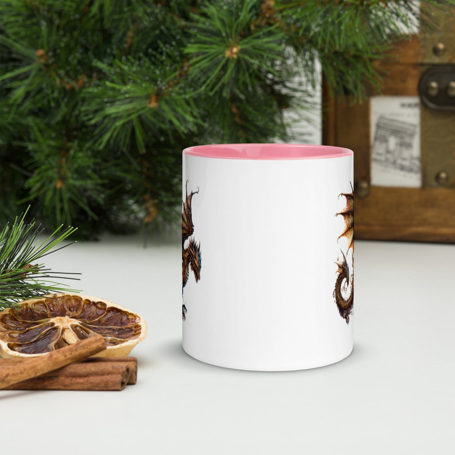 Cool Fantasy Medieval Dragon Designs Sublimation Travel Ceramic Coffee Mug with Color Inside