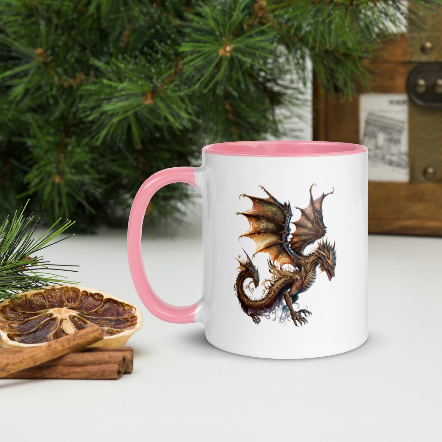 Cool Fantasy Medieval Dragon Designs Sublimation Travel Ceramic Coffee Mug with Color Inside
