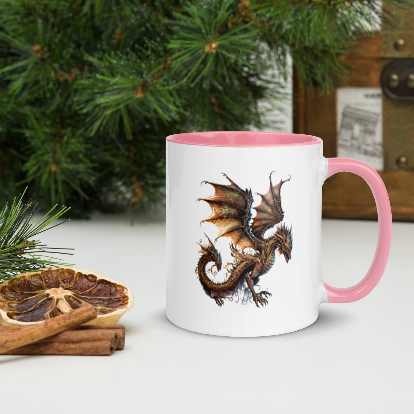 Cool Fantasy Medieval Dragon Designs Sublimation Travel Ceramic Coffee Mug with Color Inside