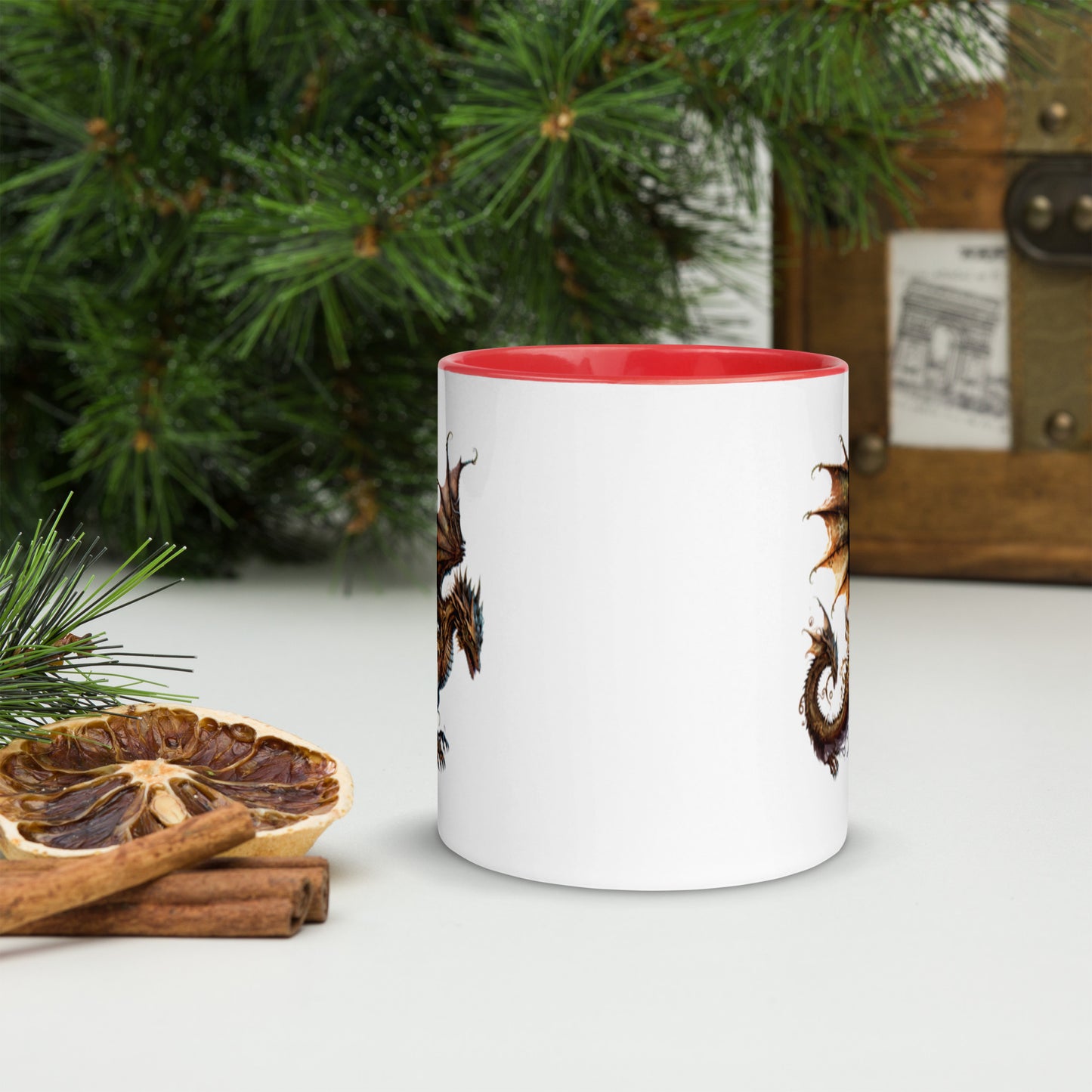 Cool Fantasy Medieval Dragon Designs Sublimation Travel Ceramic Coffee Mug with Color Inside
