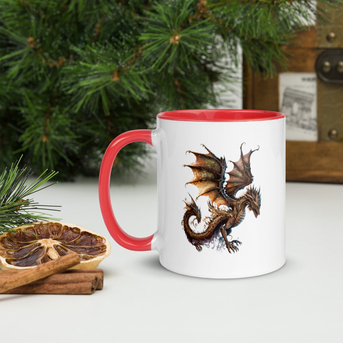 Cool Fantasy Medieval Dragon Designs Sublimation Travel Ceramic Coffee Mug with Color Inside