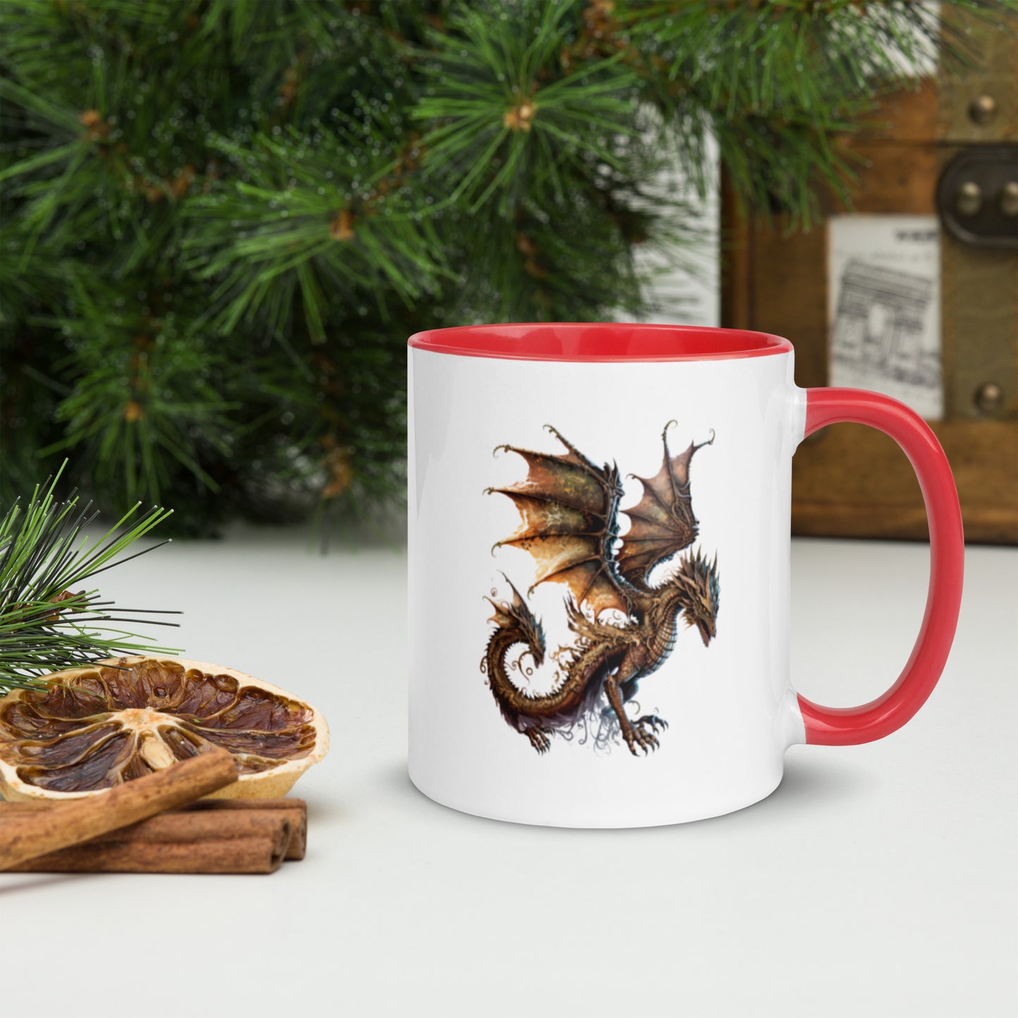 Cool Fantasy Medieval Dragon Designs Sublimation Travel Ceramic Coffee Mug with Color Inside