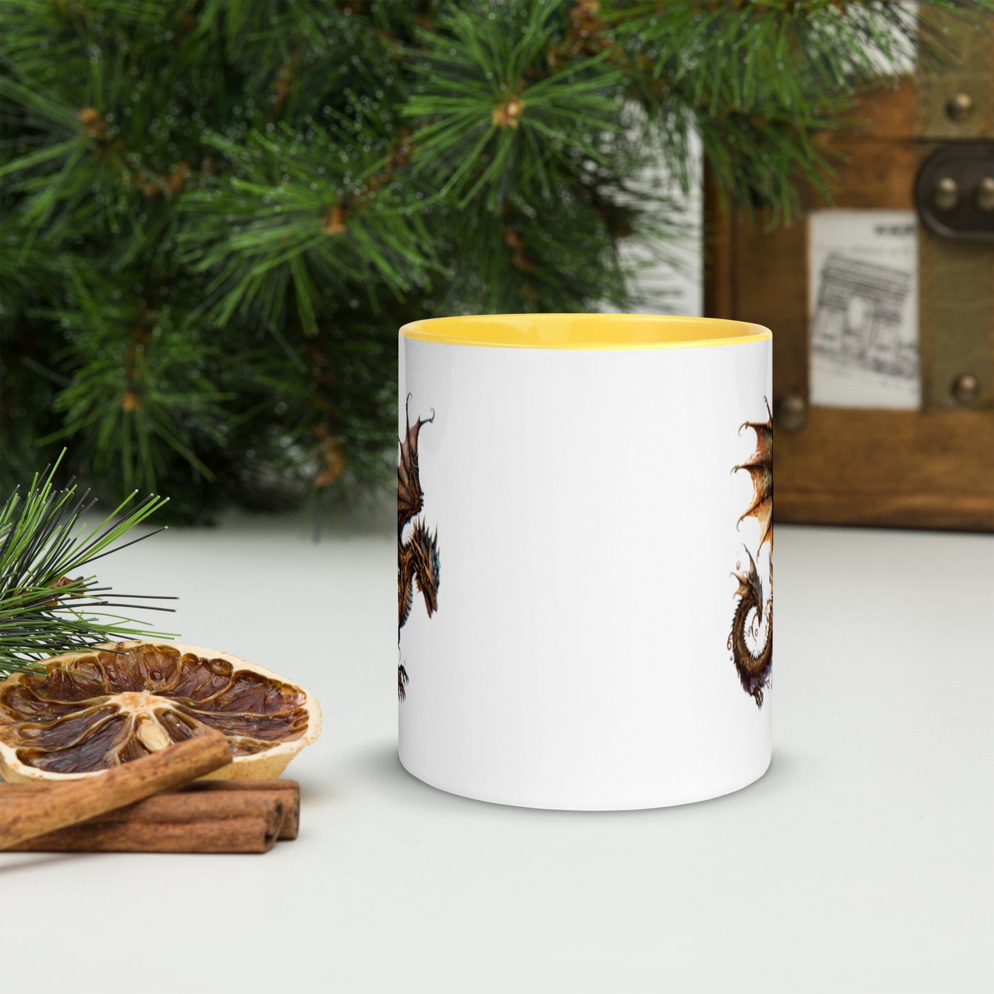 Cool Fantasy Medieval Dragon Designs Sublimation Travel Ceramic Coffee Mug with Color Inside