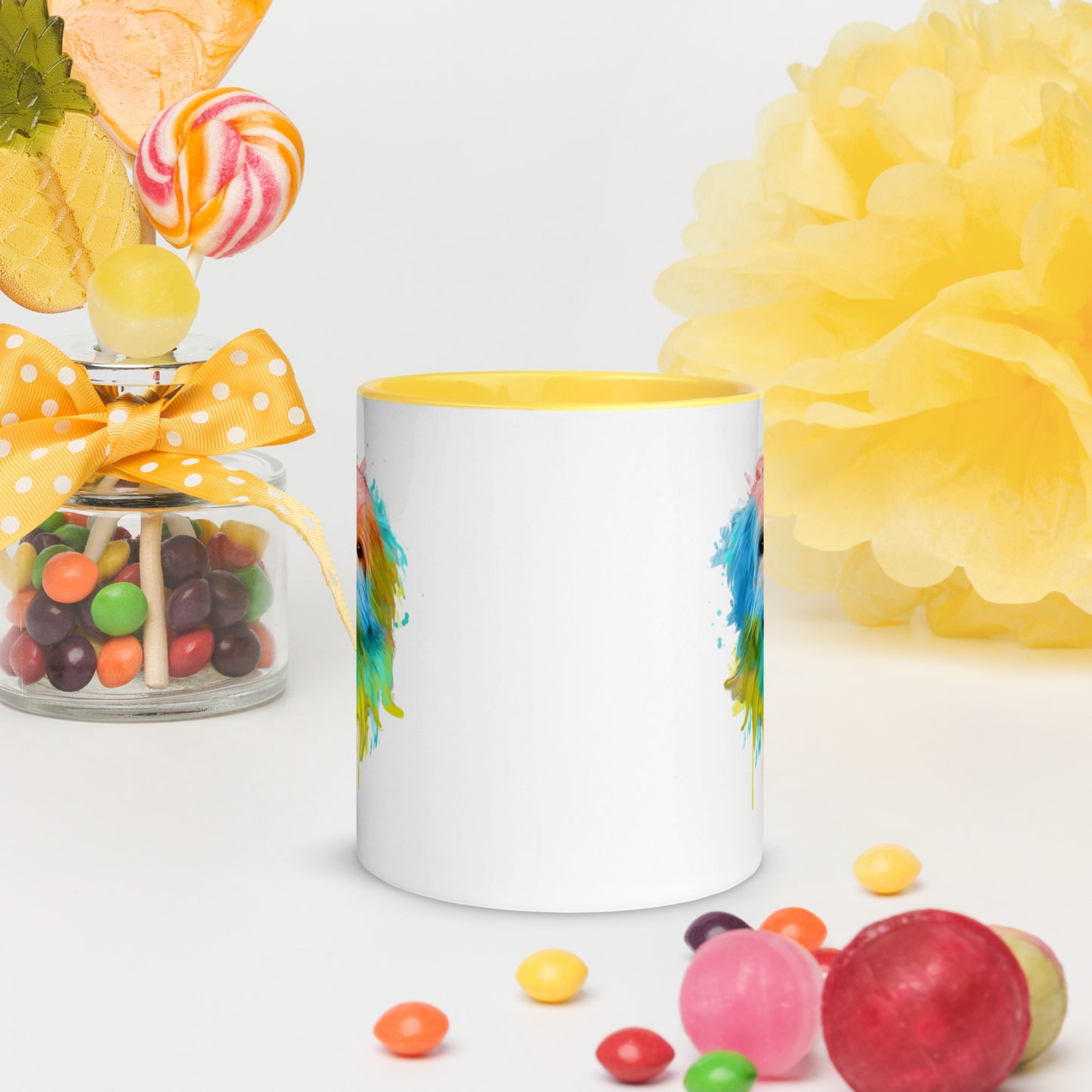 Watercolor Dog Coffee Mug with Color Inside Cute Dog Puppy Face Custom Coffee Mug Coffee Cup