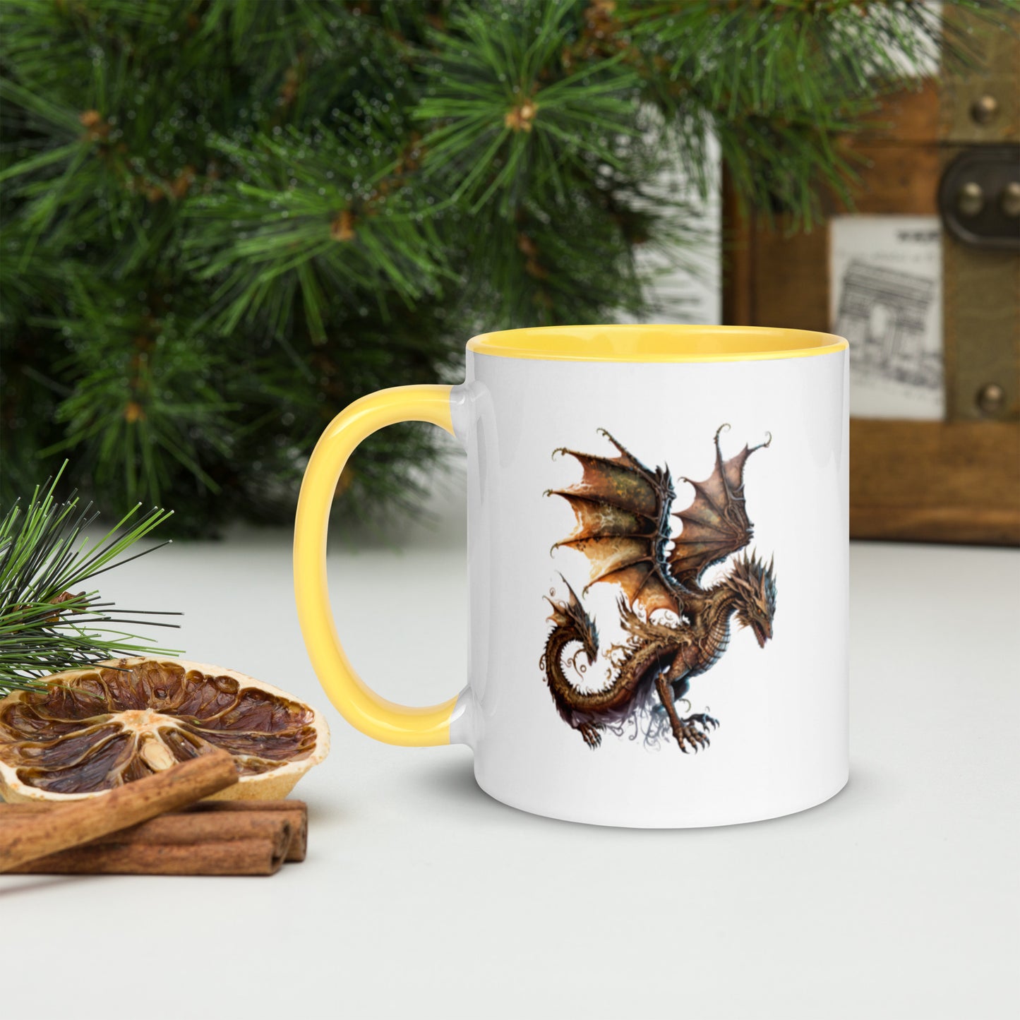 Cool Fantasy Medieval Dragon Designs Sublimation Travel Ceramic Coffee Mug with Color Inside