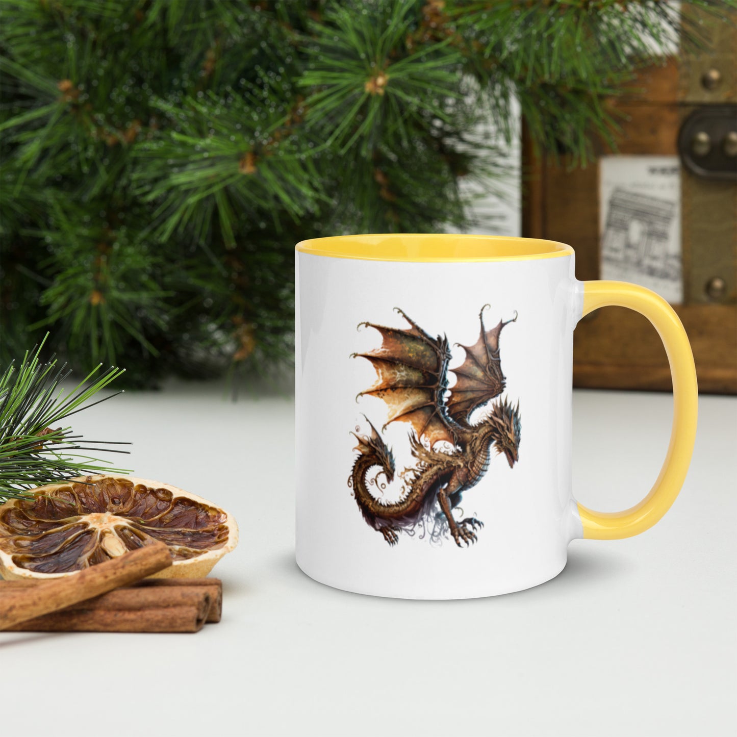 Cool Fantasy Medieval Dragon Designs Sublimation Travel Ceramic Coffee Mug with Color Inside
