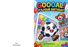 Load image into Gallery viewer, Soccer Birthday Card, Printed Kids Sports Greeting Card, Cute Soccer Ball Birthday Card for Boys, Physical Folded Card with Envelope
