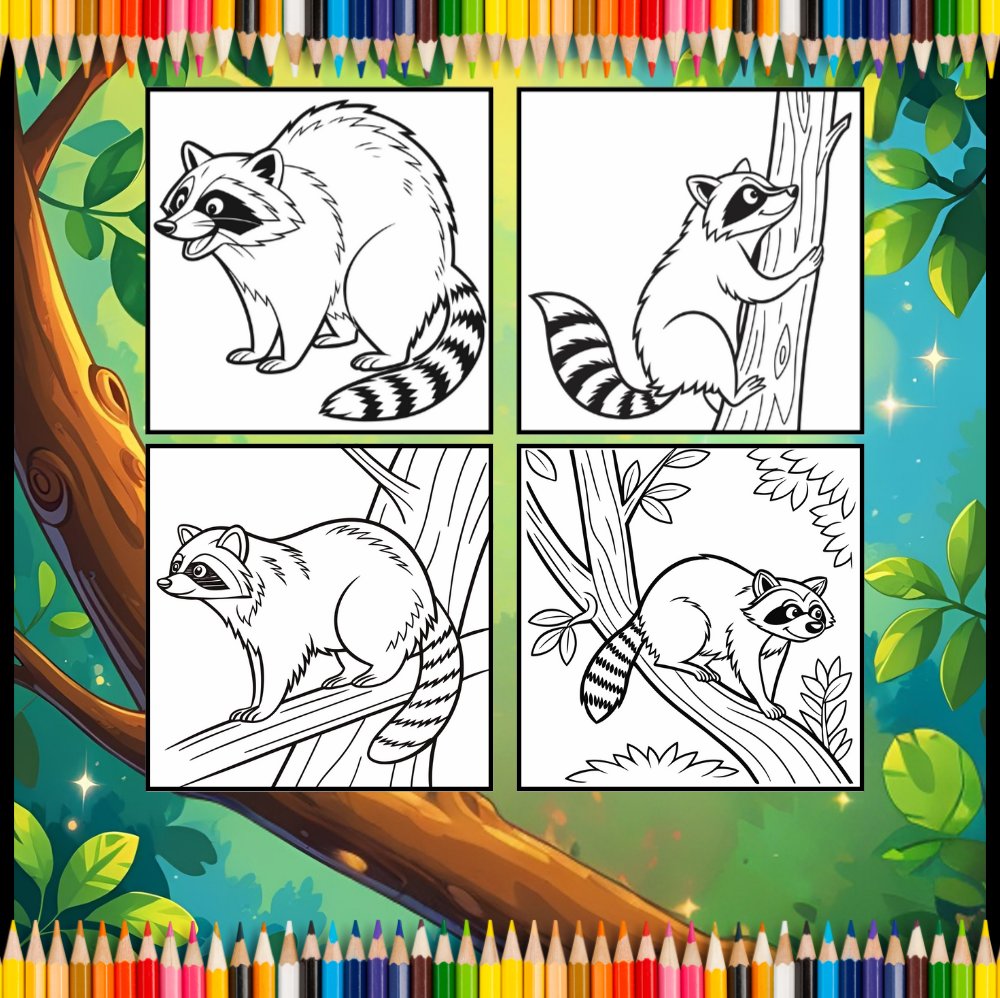 Cute Cozy Raccoon Animal Coloring Book Gift for Adults Kids Boys Girls Teens 50 Pages Single Sided Bold Easy Raccoon Coloring Activity Book