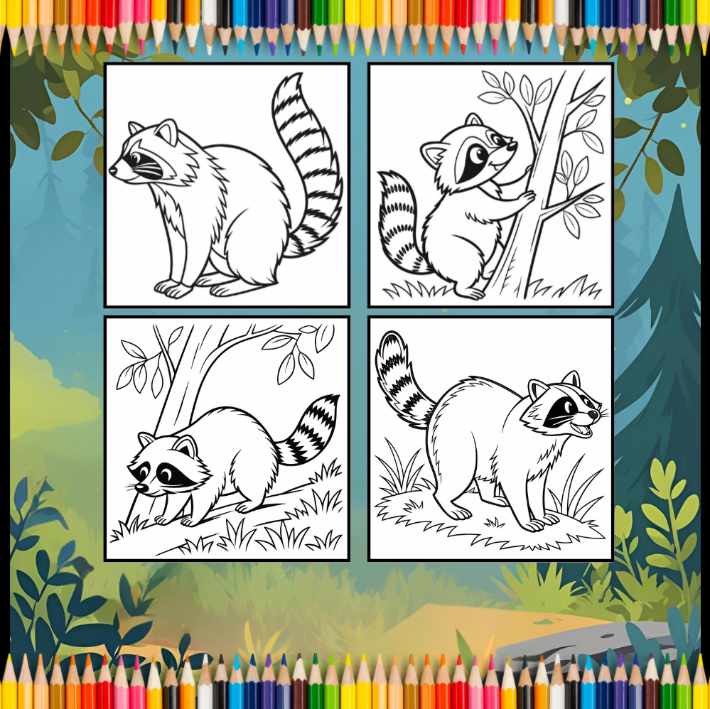 Cozy Raccoon Animal Coloring Book Gift for Adults Kids Boys Girls Teens 50 Pages Single Sided Bold and Easy Raccoon Coloring Activity Book
