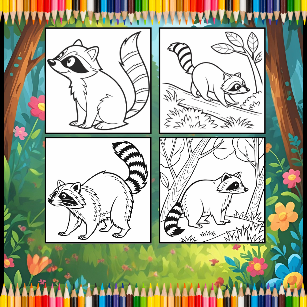 Cute Cozy Raccoon Animal Coloring Book Gift for Adults Kids Boys Girls Teens Bold and Easy Raccoon Coloring Activity Book for Children