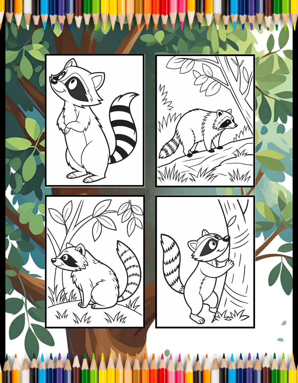 Cute Cozy Raccoon Animal Coloring Book Gift for Adults Kids Boys Girls Teens Trash Panda Wildlife Lover Raccoon Coloring Book