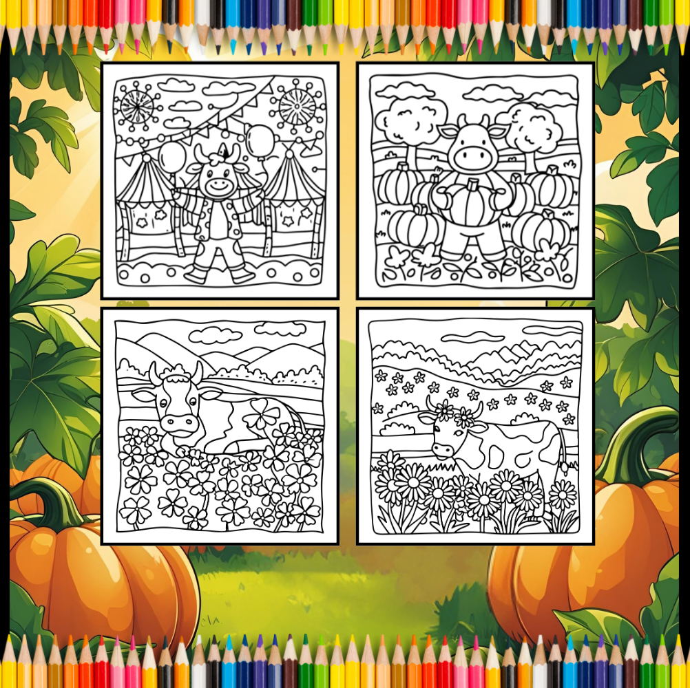 Highland Cow Coloring Book Gift for Adults Kids Boys Girls Teens 50 Pages Single Sided Cozy Simple Bold Easy Cow Coloring Book for Children