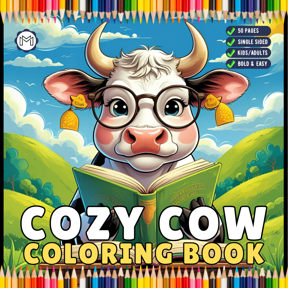 Highland Cow Coloring Book Gift for Adults Kids Boys Girls Teens Bold and Easy Cozy Cow Coloring Book for Children 50 Pages Single Sided