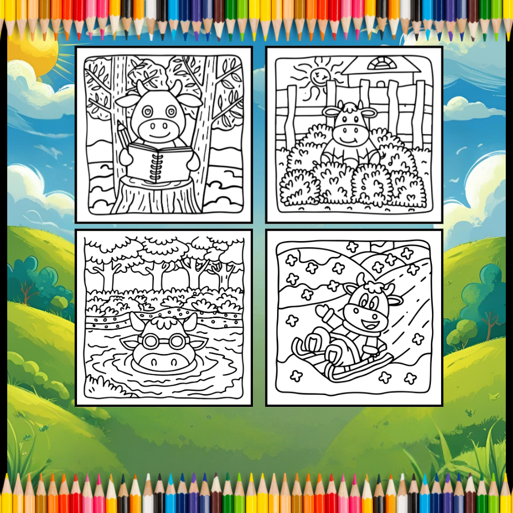 Highland Cow Coloring Book Gift for Adults Kids Boys Girls Teens Bold and Easy Cozy Cow Coloring Book for Children 50 Pages Single Sided