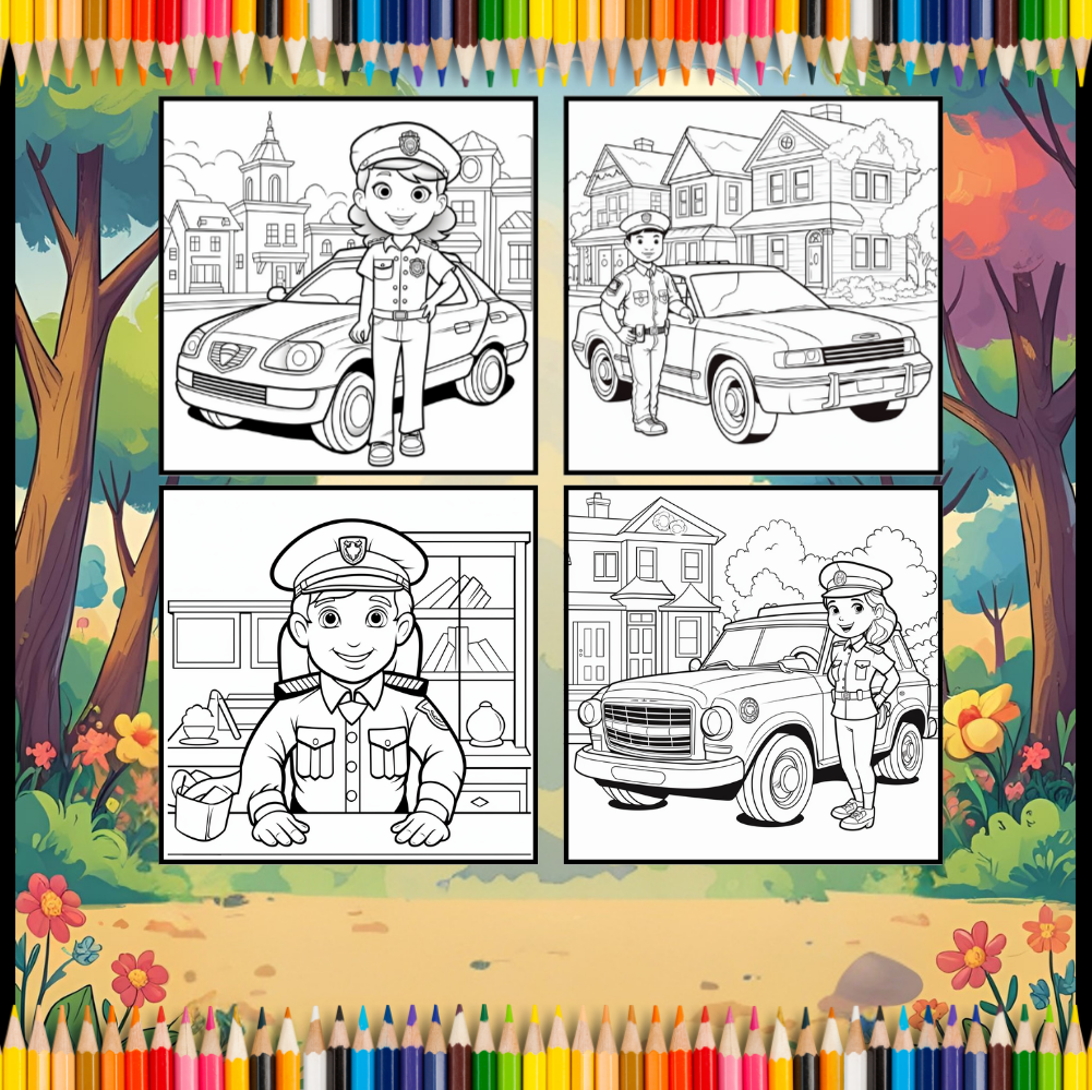 Cool Police Officer Coloring Book Gift for Adults Kids Boys Girls Teens 50 Pages Single Sided Police Coloring Activity Book for Children