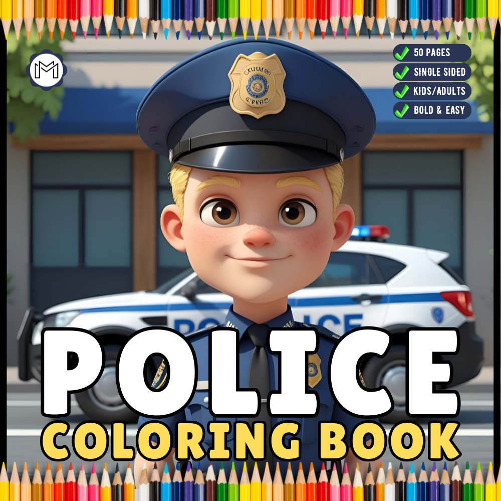 Cool Police Officer Coloring Book Gift for Adults Kids Boys Girls Teens Bold and Easy Cute Police Coloring Activity Book for Children