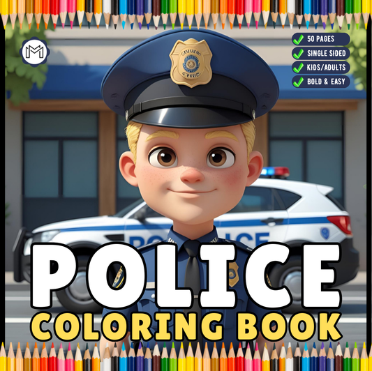 Cool Police Officer Coloring Book Gift for Adults Kids Boys Girls Teens Bold and Easy Cute Police Coloring Activity Book for Children