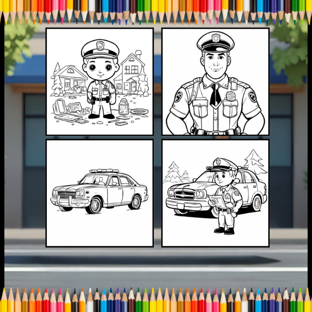 Cool Police Officer Coloring Book Gift for Adults Kids Boys Girls Teens Bold and Easy Cute Police Coloring Activity Book for Children