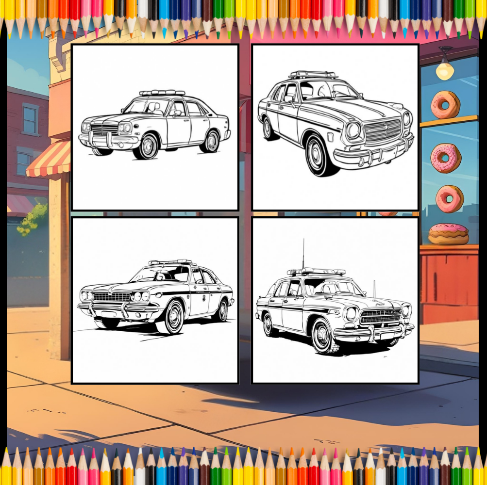 Cool Police Officer Car Coloring Book Gift Adults Kids Boys Girls Teens 50 Pages Single Sided Police Car Coloring Activity Book Children