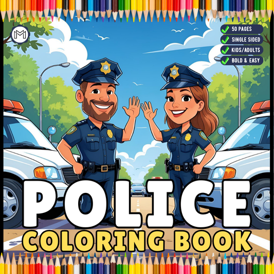 Cool Police Officer Coloring Book Gift for Adults Kids Boys Girls Teens 50 Pages Single Sided Police Police Coloring Activity Book Children