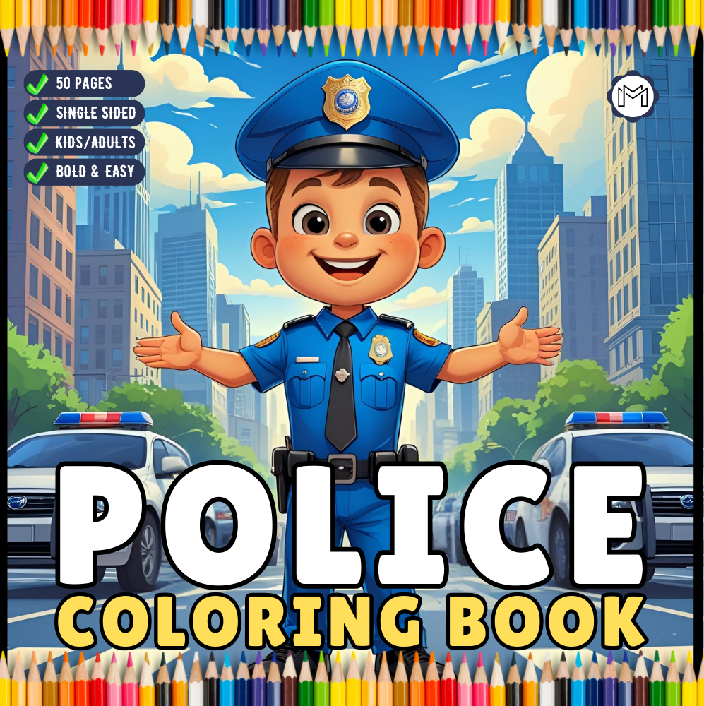 Cool Police Officer Coloring Book Gift for Adults Kids Boys Girls Teens Police Coloring Activity Book for Children Bold Easy Cute Policeman