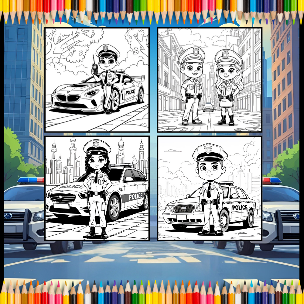 Cool Police Officer Coloring Book Gift for Adults Kids Boys Girls Teens Police Coloring Activity Book for Children Bold Easy Cute Policeman