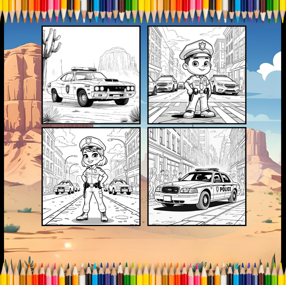 Cool Police Officer Coloring Book Gift for Adults Kids Boys Girls Teens 50 Pages Single Sided Police Coloring Activity Book for Children